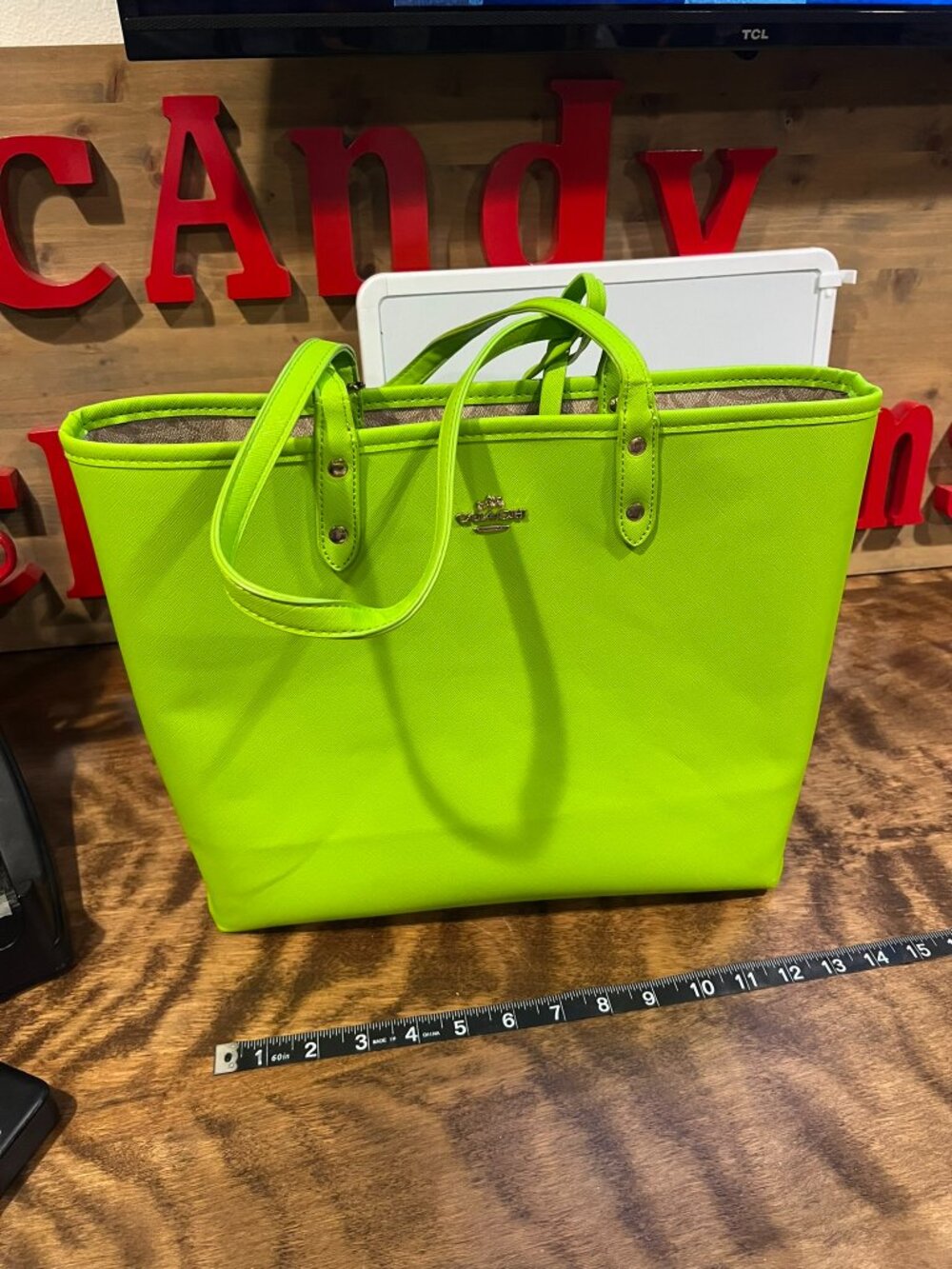 lime green tote bag